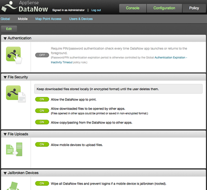 AppSense MobileNow enterprise-policy-controls